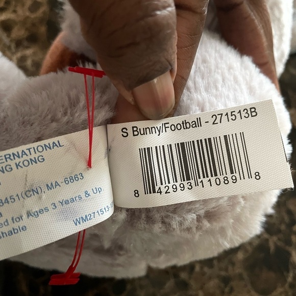 HugFun Bunny Rabbit 9” Plush Stuffed Animal Holding Football gray - Picture 5 of 7